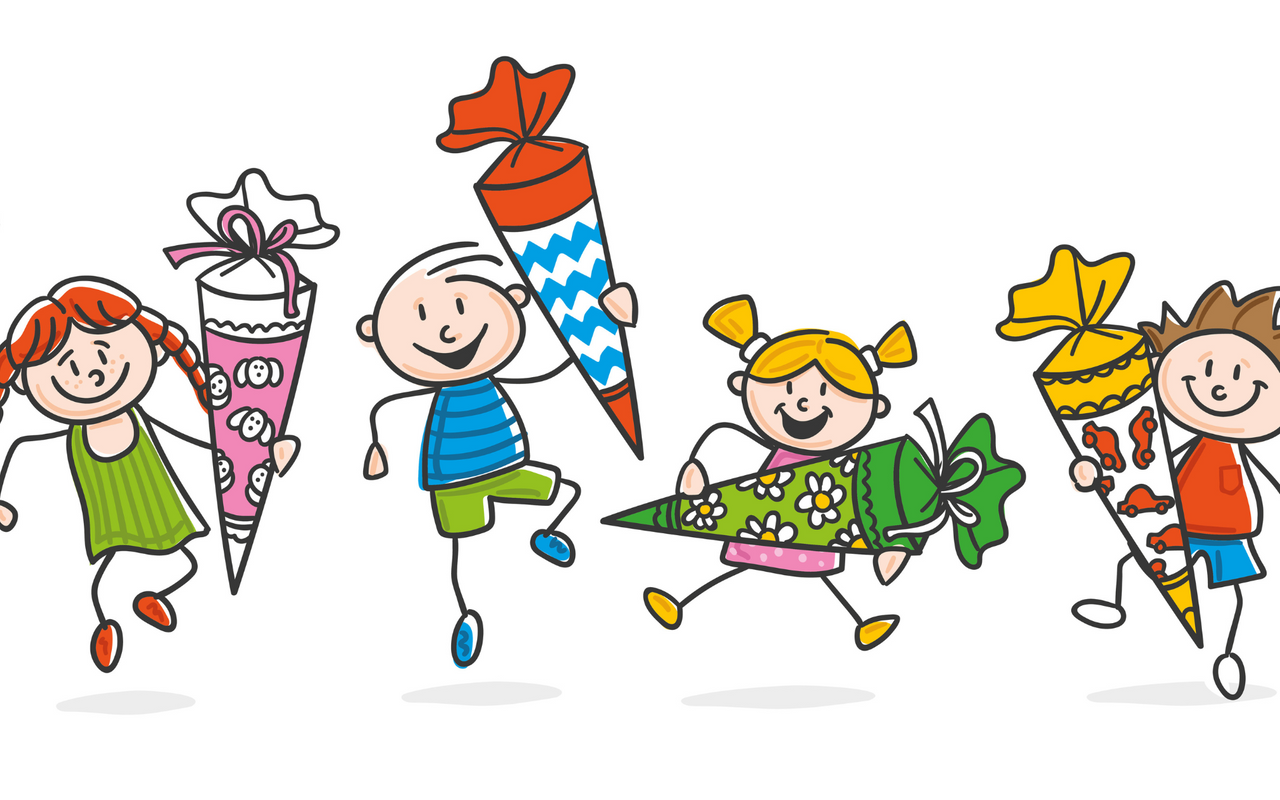 Kinder mit Schultüten