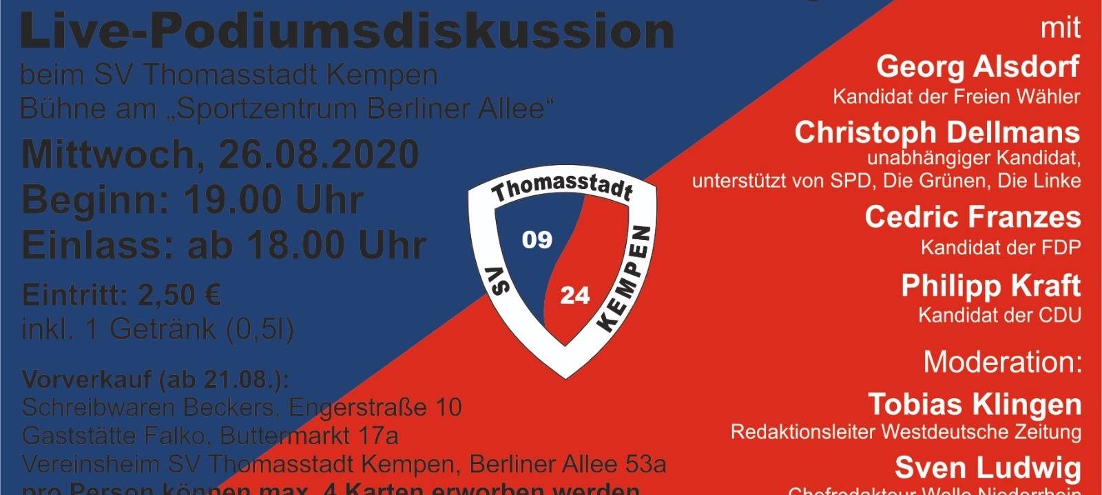 Podiumsdiskussion am 26. August in Kempen