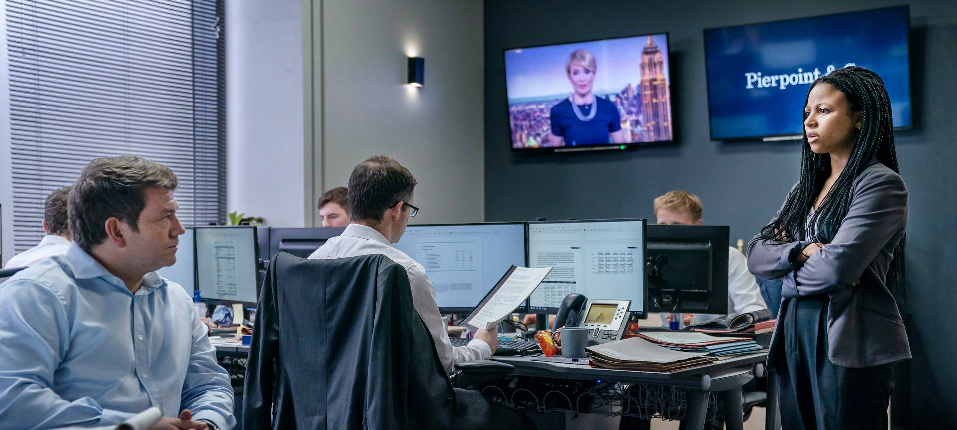 Die jungen Banker in Aktion.