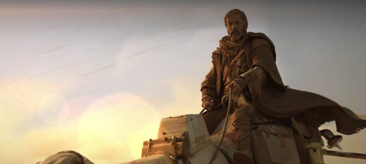 Obi-Wan reitet allein über den Planeten.