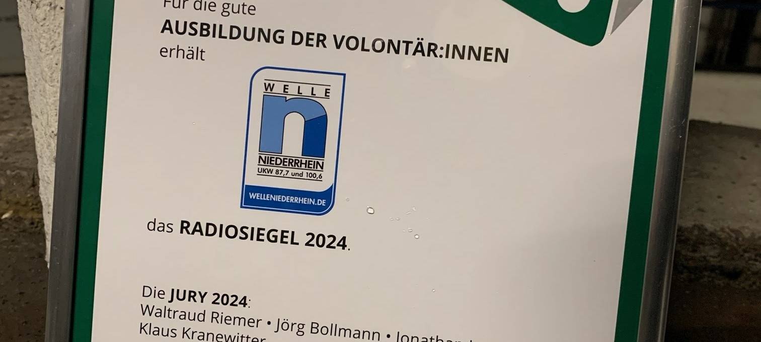 Welle Niederrhein wird für Ausbildung ausgezeichnet