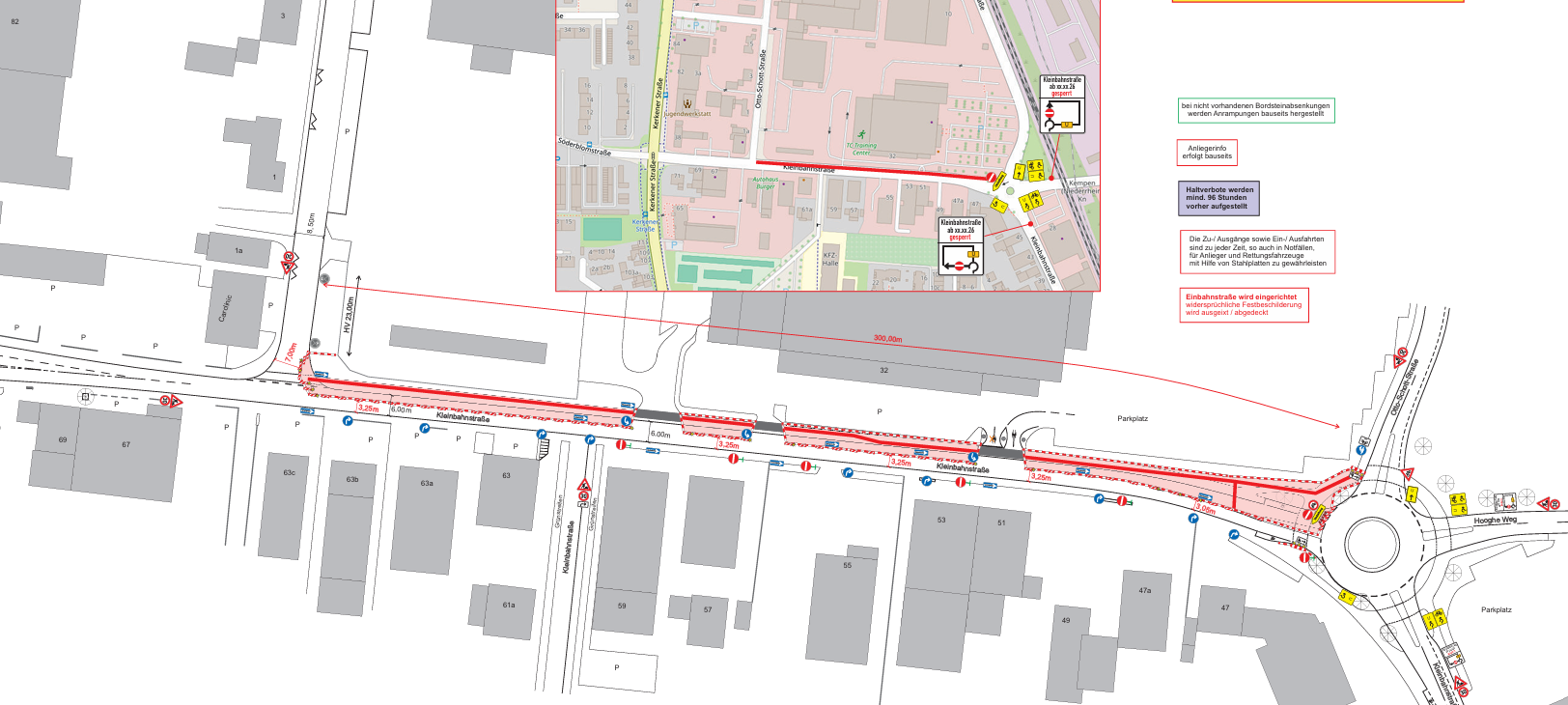 Kempen: Einbahnstraße auf der Kleinbahnstraße