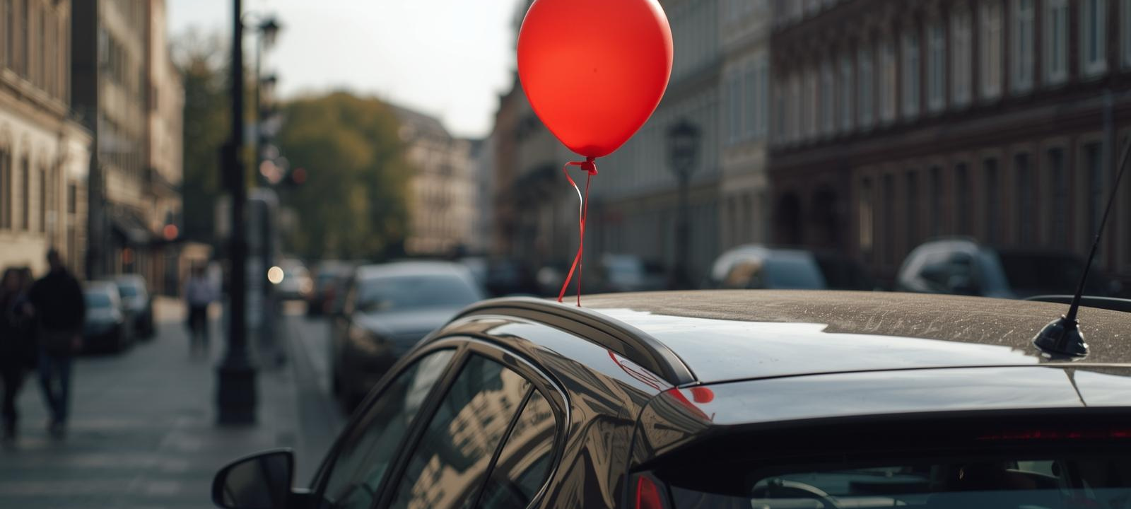 Rote Luftballons als Warnzeichen am Niederrhein